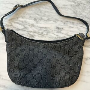 Authentic Vintage Gucci Black Jean Monogram Shoulder Bag